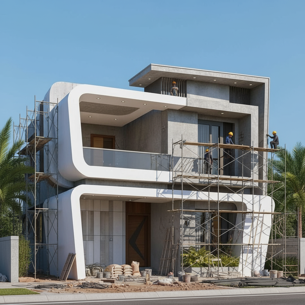 On Site construction Photo Bhavan Architect